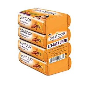 Santoor Sandal & Turmeric Soap for Total Skin Care, 125g (Pack of 4)