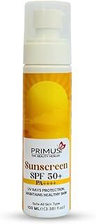 Primus Sunscreen Cream SPF 50 PA++++ | Lightweight & non-greasy | Niacinamide,Shea Butter & Vitamin C for sun protection | Paraben Free,Phthalates Free & no white cast | For All Skin Types | 100ml