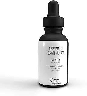 Klen Cosmetics 10% Vitamin C Face Serum (Advanced) With Vit E, & Ferulic Acid For Glowing Skin | Advanced Brightening Formula with Vit C & E | 30ml