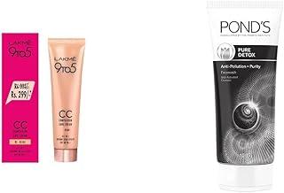Lakmé 9 to 5 Complexion Care Face Cream, Beige, 30g & Pond's Pure White Anti Pollution With Activated Charcoal Facewash, 100g
