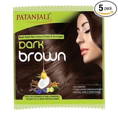 Patanjali Kesh Kanti Hair Colour Dark Brown 40g Pack of 6 (NO AMMONIA)