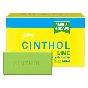 Cinthol Lime Soap, 150g (Pack of4) - 99.9% Germ Protection