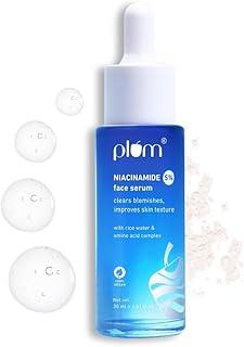 Plum 5% Niacinamide Face Serum for Clear & Bright Skin | with Rice Water | Provides Clear, Glowing & Brightening Skin | Lightweight & Beginner Friendly Serum for Women & Men | All Skin Types | 30ml