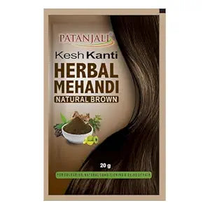 Patanjali Kesh Kanti Herbal Mehandi NATURAL BROWN Pack of 10, 20g Each
