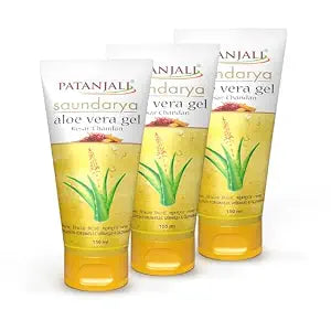 Patanjali Saundarya Aloe Vera Gel Kesar Chandan, for Skin Hydration and Nourishment with N