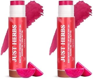 Just Herbs Tinted Lip Balm with SPF 20+ for Dry & Chapped Lips for Men & Women | Hydrating Lip Balm for Pigmented Lips - B