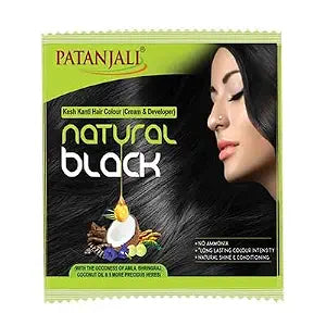 Patanjali Hair Colour Natural Balck, 40g -Pack of 5 (NO AMMONIA)