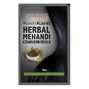 Patanjali Kesh Kanti Herbal Mehandi Natural BLACK Pack of 10, 20g Each