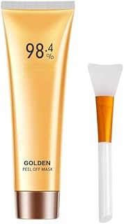 SUCCHA COSMETICS Gold Peel Off Face Mask Anti-Wrinkle, 98.4% Golden Peel Off Mask, Anti-Aging Gold Face Mask for Moisturizing, Removes Blackheads, Reduces Fine Lines, Cleans Pores (1PCS) WITH 1 APPLICATOR BRUSH
