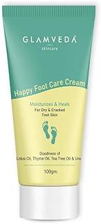 Glamveda Happy Foot Care Crack Cream For Moisturizes | Foot Cream For Rough, Dry and Cracked Heel, Feet Cream For Heel Repair With Benefits of Lotus oil, Thyme Oil, Tea Tree Oil (100g Pack of 1)