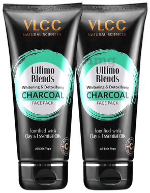 VLCC Wellscience Ultimo Blends Whitening & Detoxifying Face Pack (100ml Each) Charcoal combo pack of 2 tubes