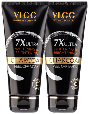 VLCC Wellscience 7X Ultra Whitening Brightening Peel Off-Mask (100gm Each) Charcoal combo pack of 2 tubes