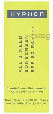 Hyphen All I Need Sunscreen Cream SPF 50 PA++++ tube of 50 ml cream