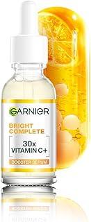 Garnier Vitamin C + Booster Face Serum For Skin Brightening and Anti-Dark Spots with 30X Vitamin C, 2% Niacinamide and BHA | Brighter Skin in Just 3 days | Suitable for Oily , Dry, Combination , Sensitive Skin | For Men and Women | 30ml