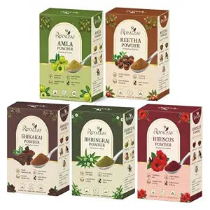 Amla Reetha Shikakai Bhringraj Hibiscus Powder for Hair Growth, Anti Hair Fall, Dandruff C