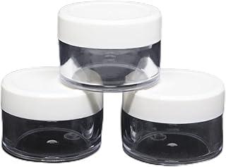 VANITA'S CREATION Empty Acrylic San Jar Transparent Clear Cosmetic Container with While Lid and Leakproof Inner lids for Lip Balms, Lip Scrubs, Body Butters, Eyeshadow, Makeup & DIY Products (3 pcs)