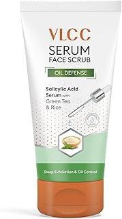 VLCC Oil Defense Scrub with Salicylic Acid Serum - 150g - Green Tea & Rice | Oil Controlling & Exfoliating Scrub. Controls Oiliness, Reduces Blackheads, & Whiteheads | Suitable for All Skin Types