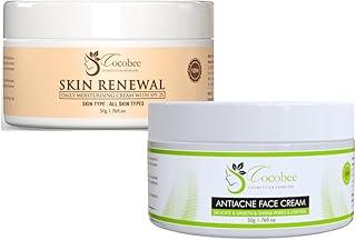 COCOBEE Daily Moisturizing Cream with SPF 25, 50g & Anti-Acne Face Cream 50g || All Skin Types, with Sea Buckthorn Extract || Nourishing & Hydrating Moisturizer for Smooth||100g