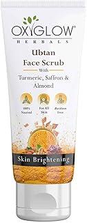 OxyGlow Herbals Ubtan Scrub 100g Turmeric,saffron,Almond, Nourishes Skin,Reduces Acne,Soften Skin Turmeric, Sandalwood and Rose Water | Glowing Skin |Reducing Dark Spots | Paraben free, Mineral Oil