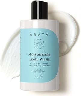 Arata Moisturising Body Wash for Dry Skin with Shea Butter & Glycerine | Protects Skin Barrier | Velvety Soft Skin | Body Wash for Women & Men | Paraben & Silicone-Free | For All Skin Types | 300ml