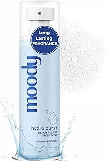 Moody Hydro Burst Beach Please Body Mist With Hyaluronic Acid & Glycolic Acid | Perfume Spray for Odour Control & Hydrated Skin | Refreshing Long Lasting Fragrance | Instant Freshness | 200ml