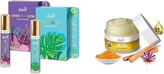 Iba Rain Drops - Sweet Passion Pure Perfume Combo L Alcohol Free Long Lasting L Halal Certified & Vegan - Women, 10 Ubtan Face Cream, 50g with Turmeric, Sandalwood & Saffron For Brightens Skins