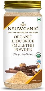 Neuwganic - Organic Liquorice Powder - Mulethi Powder - India Organic and USDA Organic Certified - Ideal For Making Kadha/Herbal Teas - 200 Gm - Pack Of 1