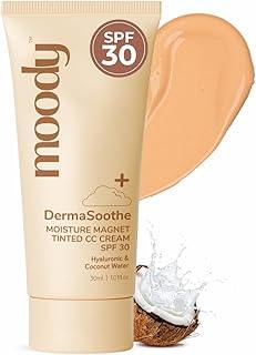 Moody Derma Soothe Moisture Magnet Tinted CC Cream with SPF 30 - (Light Shade) | Acts as a Primer, Moisturizer, Skin Tint & Sunscreen | Light Make-Up Glow | For All Skin Types, 30ml