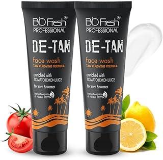 BIOFRESH Tan Removal De-Tan Face Wash - 75ml Daily Oil Control Face Cleanser with Tomato & Lemon Juice Remove Sun Tanning Face Wash for Men & Women (Pack of 2)
