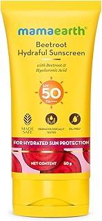 Mamaearth Beetroot Hydraful Sunscreen With Hyaluronic Acid | SPF 50 & PA++++ | UVA & B Protection | Tan Protection | Hydrates Skin | No white cast | For Oily, Combination & Dry Skin | 50 g
