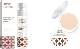 Just Herbs Long Stay Non Sticky Makeup Fixer & Just Herbs Oil Control Radiance Booster Age Defying Compact Powder for face