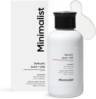 Minimalist Anti-Acne Salicylic Acid 2% Face Wash For Oily & Acne Prone Skin | With LHA for Pore Cleansing, Oil Control & Sebum Regulation | Sulfate-Free Formula with Zinc for Gentle Exfoliation | Cleanser for Women & Men | 100 ml