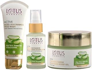 Lotus Herbals Active Aloe + Niacinamide Brightening Boost Gel 50gm, FACE WASH 100g, Serum 30ml Set of 3