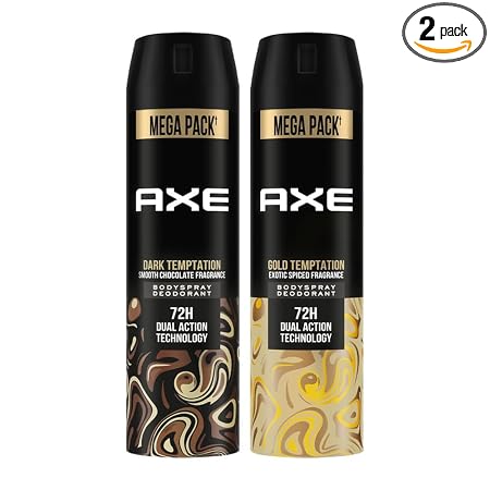 Axe Dark Temptation Men's Deodorant + Axe Gold Temptation Long Lasting Deodorant Bodyspray