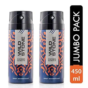 Wild Stone Legend Deodorants for Men, Long Lasting Masculine Body Spray, Pack of 2 (225ml 