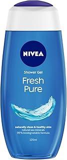 NIVEA Fresh Pure 125 ml Body Wash| Shower Gel with Sea Minerals and Care Oil | Pure Glycerin for Instant Soft & Summer Fresh Skin|Microplastic Free |Clean, Healthy & Moisturized Skin