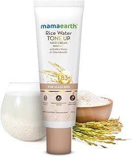 Mamaearth Rice Water Tone Up Face Cream with Rice Water & Niacinamide for Glass Skin 50g | Instantly Brightens | Even Skin Tone | Adds Glow | All Skin Types | Korean Rice Tone Up
