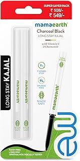 Mamaearth Pack of 2 Charcoal Black Glossy Long Stay Kajal Pencil With Vitamin C & Chamomile for 11-Hour Smudge-Free, Waterproof Wear