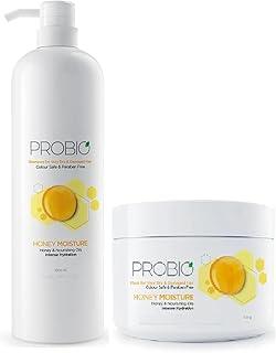 Probio Honey Moisture Shampoo (1000ml) and Probio Honeyy Moisture Hair Mask (500 g) | Colour Safe & Paraben Free | with Honey & Nourishing Oils | Intense Hydration | For very Dry & Damaged Hair