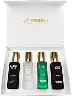 La French Classic Eau De Parfum Gift Set 4 x 20ml for Men | Luxure Oud, White Gold, Black Gold | Best Gift Hamper Set | Long Lasting Fragrance Scent | Perfume gift set for Men
