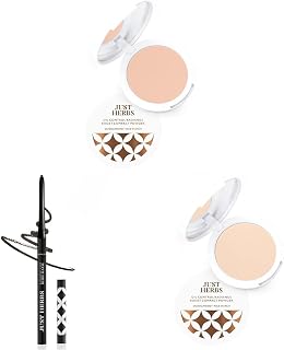 Just Herbs Oil Control Radiance Booster Age Defying Matte Compact Powder For All Skin Types For Face Makeup 9G&Retractable (Pack of 2)