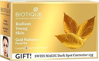 Biotique Gold Radiant Skin Youth Facial| 6-Step Facial Kit for Radiant Skin| Ayurvedic and Organically Pure| 100% Botanical Extracts| Suitable for All Skin Types | 65gm