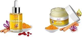 Iba Ubtan Face Serum, 30ml with Turmeric, Saffron & Rosewater for Skin Brightening Ubtan Face Cream, 50g with Turmeric, Sandalwood & Saffron For Brightens Skins