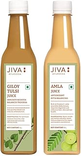 Jiva Amla Juice Combo (Giloy Tulsi & Amla Juice) | Immunity Booster | Helps In Digestion | Enhance Hair, Skin & Eye Health - 1L Each (Pack Of 2)