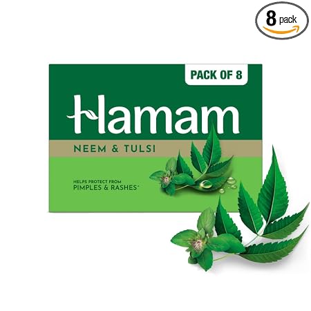 Hamam Neem & Tulsi Bathing Soap for Body 150 g (Combo Pack of 8) Purifying Soap Bar