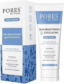 PORES Be Pure Skin Brightening Face Wash | Glutathione & Glycolic Acid Face Cleanser for Glowing Skin | Deep Cleansing & Exfoliating Facewash for Women & Men | Gentle Daily Use Face Wash for All Skin Types - 100mL