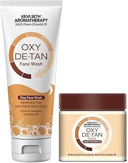 Keya Seth Aromatherapy Oxy De Tan Clay Foaming Facewash & Face Pack Combo with Clove & Camphor oil I Removes Tan & Dead Skin Cells No Ammonia & Bleach 150ml