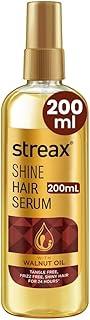 Streax Hair Serum 200ml, Hair serum for Dry & Frizzy Hair, for Women & Men, for Curly Hair, Wavy Hair, Straight Hair, Silk & Shine Vitalised with Walnut Oil