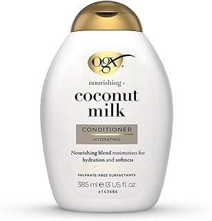 OGX Nourishing + Coconut Milk Moisturizing Conditioner For Strong & Healthy Hair, With Coconut Milk, Coconut Oil & Egg White Protein, Paraben-Free, Sulfate-Free Surfactants, 385Ml, 1 Count