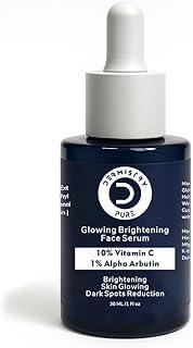 Dermistry Pure 10% Vitamin C 1% Alpha Arbutin Lightening Brightening Glowing Skin Face Serum for Pigmentation Tan Uneven Dull Tone Dark Spots Removal Use Day Night Men Women Suits Oily & Dry Skin 30ml